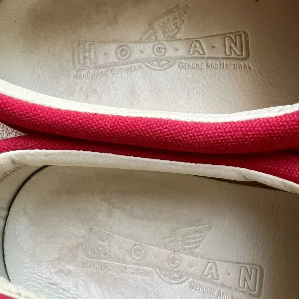 Hogan by Tod’s Bright Red Canvas Lace Up Sneaker Casual Shoes Men’s UK 9.5 US 11